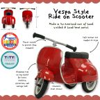 Vespa-Style Ride-on Scooter - Red